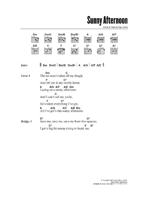 chords for sunny afternoon|lazing on a sunny afternoon chords.